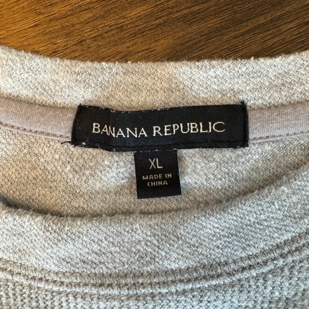Banana Republic Mens‎ XL Gray Waffle Knit Raglan Long Sleeve Crewneck Sweatshirt